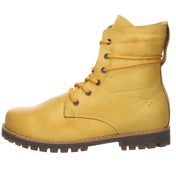 Andrea Conti Damen Stiefeletten Schuhe Schnürstiefelette Elegant Freizeit Glattleder Uni Schnürstiefeletten - Gelb 4 Andrea Conti Damen Stiefeletten Schuhe Schnürstiefelette Elegant Freizeit Glattleder Uni Schnürstiefeletten - Gelb – Bild 2