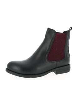 Andrea Conti Leder-Boots In Schwarz/ Bordeaux