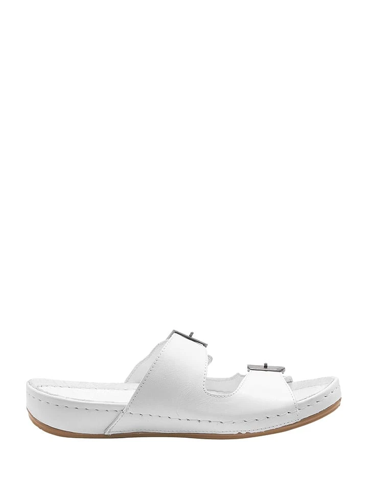 Andrea Conti Leder-Pantoletten In Weiß 5 Andrea Conti Leder-Pantoletten In Weiß – Bild 3