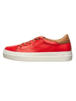 Andrea Conti Leder-Sneakers In Rot/ Hellbrau
