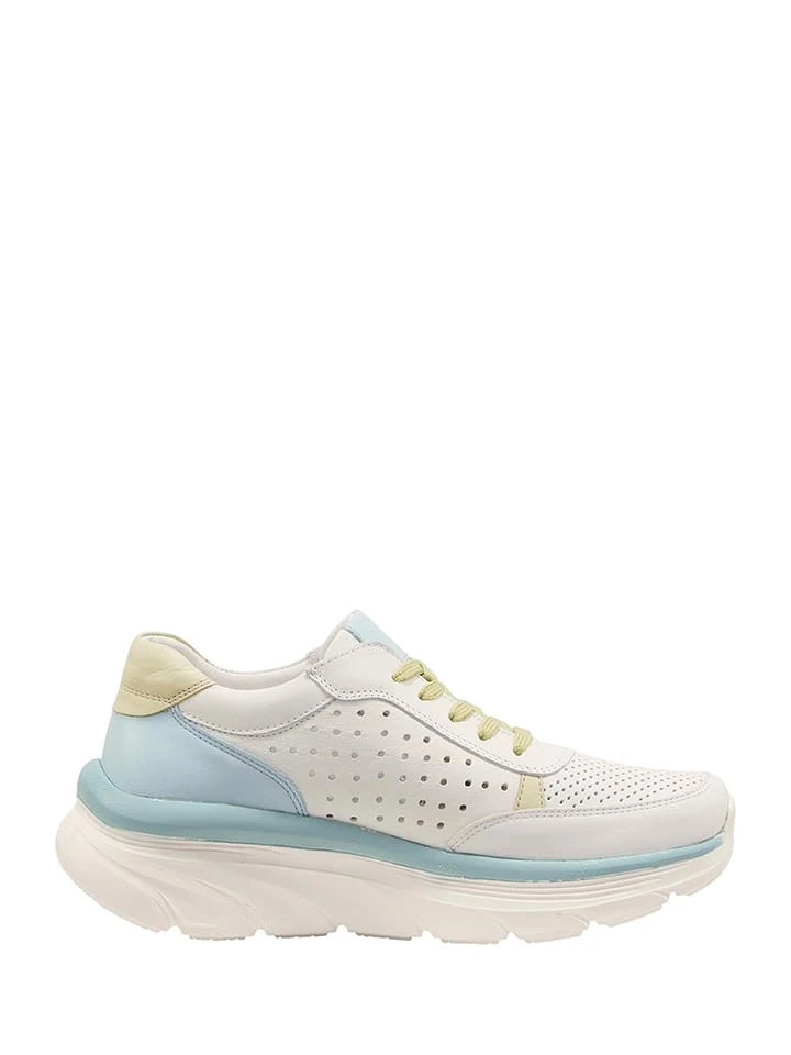 Andrea Conti Leder-Sneakers In Weiß/ Blau 5 Andrea Conti Leder-Sneakers In Weiß/ Blau – Bild 3