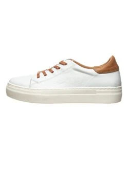 Andrea Conti Leder-Sneakers In Weiß/ Hellbraun