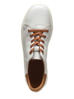 Andrea Conti Leder-Sneakers In Weiß/ Hellbraun -Andrea Conti Store andrea conti leder sneakers in weiss hellbraun 3