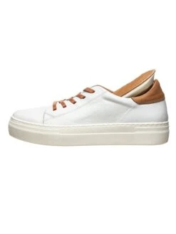 Andrea Conti Leder-Sneakers In Weiß/ Hellbraun -Andrea Conti Store andrea conti leder sneakers in weiss hellbraun 5