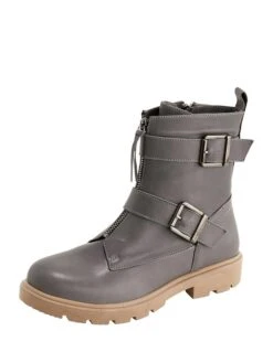 Andrea Conti Leder-Stiefeletten In Grau